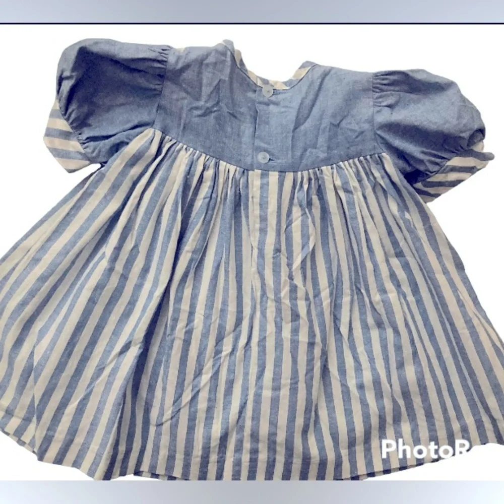 Vintage 80s Blue and White Stripe Sailor Style Dress 12moths EUC​​ - Picture 3 of 6